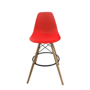 Banqueta Base Madeira Eames Vermelho